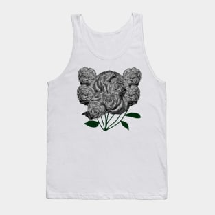 Black and White Tea Roses Tank Top